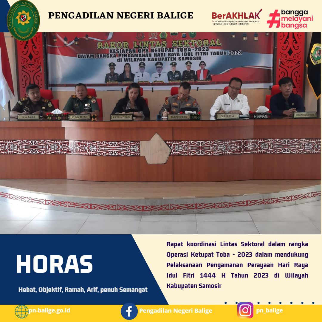 Rapat koordinasi Lintas Sektoral dalam rangka Operasi Ketupat Toba - 2023